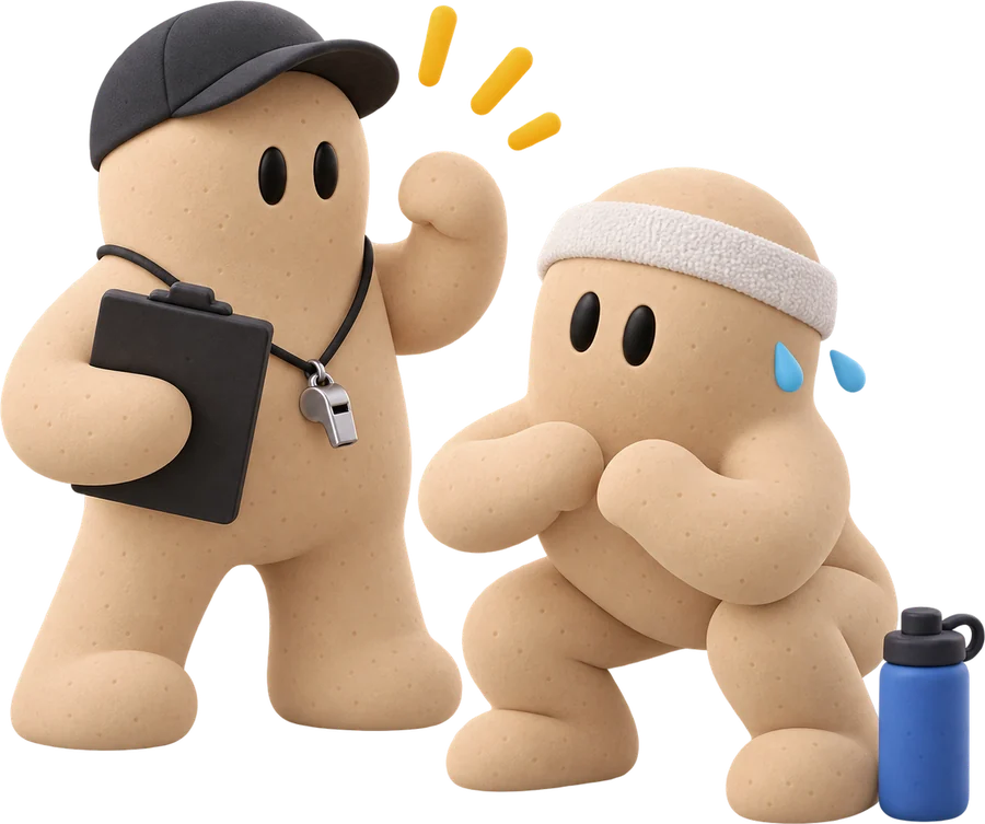 Un coach et son client font un squat ensemble