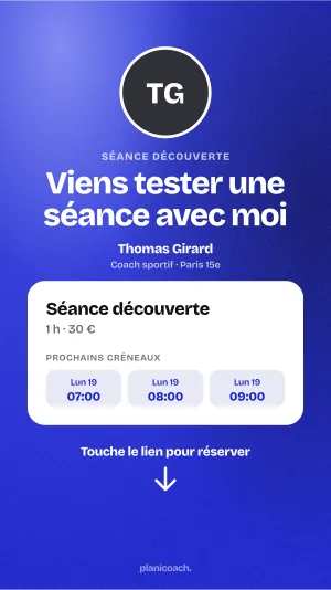 Une story Instagram avec les prochains créneaux libres d’un coach